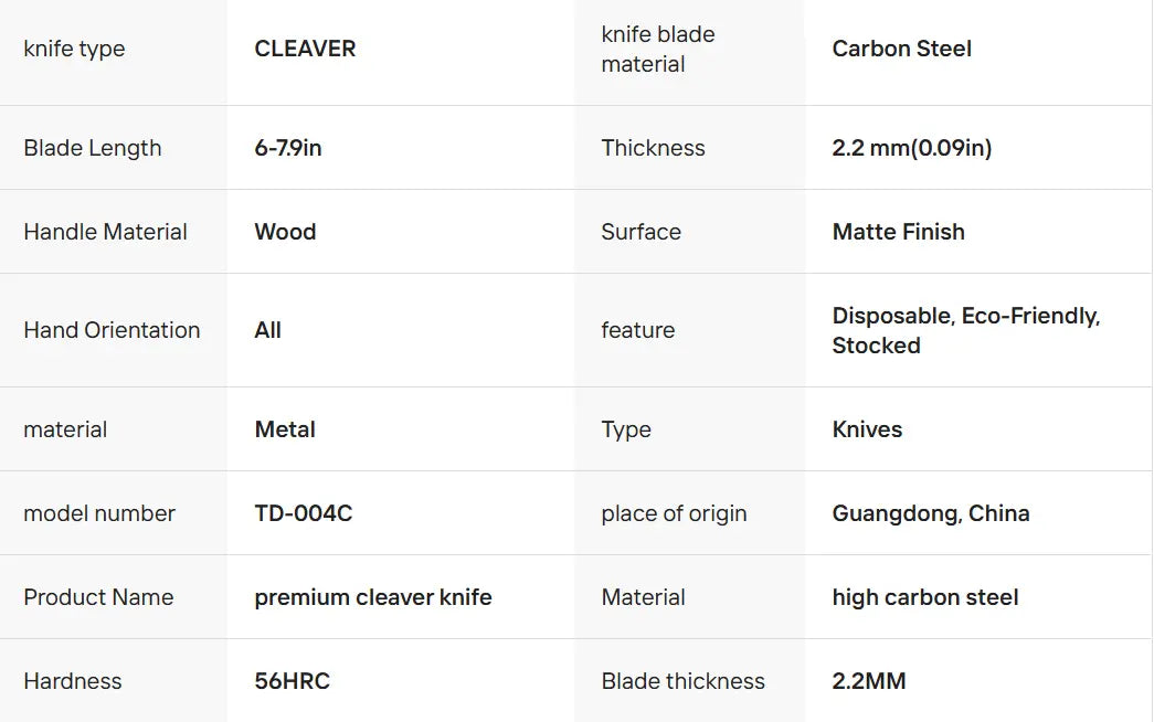Cleaver Knife — German 1.4116 High Carbon Steel, Premium Wood Handle