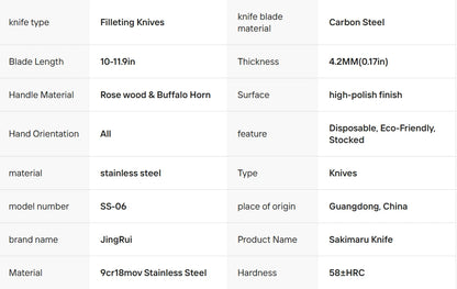Kiritsuke Chef's Knife — 9Cr18MoV Steel, Single Bevel, 267mm Blade